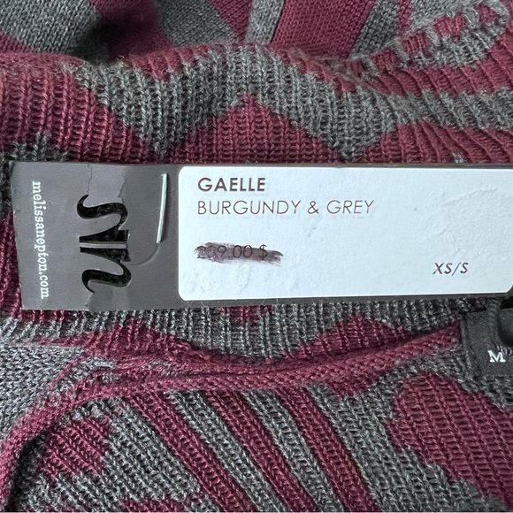 Melissa Nepton Burgundy & Grey  Cardigan Sweater Open Front Drape​ - Picture 10 of 12